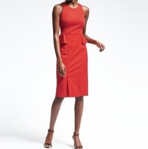 Banana Republic Red Stretch Peplum Sheath Dress
